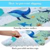 imageCartoon Baby Bath Mat Kids Bathtub Mat Non Slip for Toddler Bath Shower Anti Slip 40In X 16In with Drain Holes and Suction Cups Machine Washable TurtlesBlue Dolphine