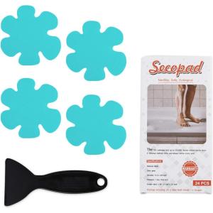 image24PCS Original Bathtub Stickers NonSlip Safety Shower Treads Adhesive Appliques with Premium ScraperBlue