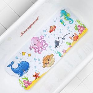 imageCartoon Baby Bath Mat Kids Bathtub Mat Non Slip for Toddler Bath Shower Anti Slip 40In X 16In with Drain Holes and Suction Cups Machine Washable TurtlesNewoctopus