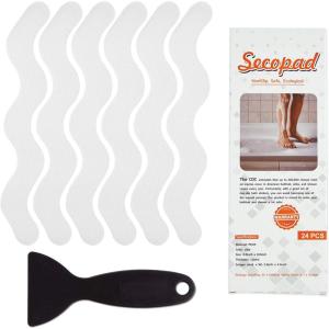 imageUSA Patented Anti Slip Shower Stickers 24 PCS Safety Bathtub Strips Adhesive Decals with Premium Scraper for Bath Tub Shower StairsClear
