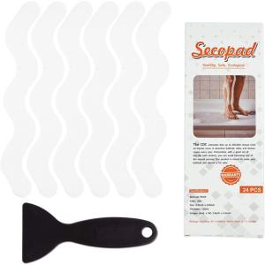 imageUSA Patented Anti Slip Shower Stickers 24 PCS Safety Bathtub Strips Adhesive Decals with Premium Scraper for Bath Tub Shower StairsWhite