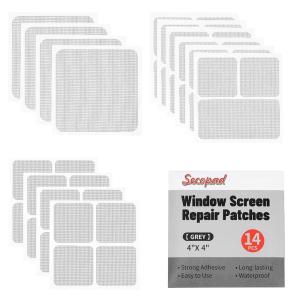 image14 Sheets Window Screen Patches Repair Kit Black 3 Sizes Window Screen Repair Kit for Mesh Screen Door Strong Adhesive Fiberglass Quick Screen Repair TapeGray