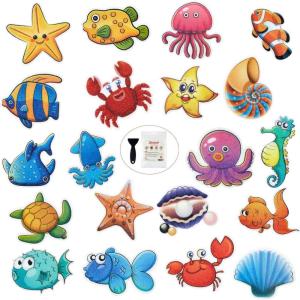 image20PCS Non Slip Bathtub Stickers Large Sea Adhesive Kids Anti Slip Decal Threads for Shower and Bath Tub with Premium Scraper