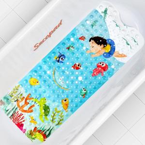 imageBaby Bath Mat for Tub for Kids 40in x 16in Non Slip Cartoon Bath Tub Shower Mat Anti Slip with Drain Holes and Suction Cups Machine Washable 26 AlphabetSwimming Kids