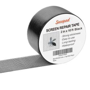 imageBlack Window Screen Repair Kit 4 in X 30 FT 360IN Screen Repair Tape for Windows or Doors Strong Adhesive Fiberglass Mesh Patch TapeBlack