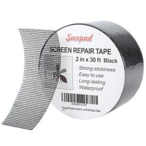imageBlack Window Screen Repair Tape 2 in X 30 FT 360IN Screen Repair Kit for Windows or Doors Strong Adhesive Fiberglass Mesh Patch Tape