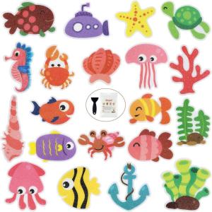 imageNon Slip Bathtub Stickers 20pcs Submarine Sea Creature Adhesive Kids Anti Slip Decal Treads for Shower and Bath Tub with Premium Scraper