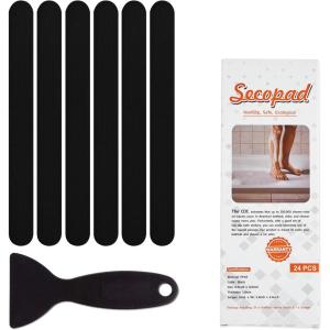 imageOriginal Anti Slip Shower Stickers Safety Bathtub Strips Adhesive Decals with Premium Scraper for Bath Tub Shower Stairs Ladders BoatsBlack
