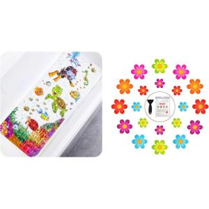 image40 X 16 Inch Baby Bath Mat and 20 pcs Flowers Bathtub Stickers