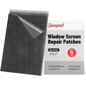 image5quot x 7quot BlackGrey Screen Repair Kit 6 PCS Window Screen Patch Repair Tape for Mesh Window Door Strong Adhesive Fiberglass Mesh Pacth TapeBlack
