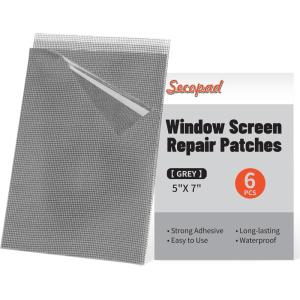 image5quot x 7quot BlackGrey Screen Repair Kit 6 PCS Window Screen Patch Repair Tape for Mesh Window Door Strong Adhesive Fiberglass Mesh Pacth TapeGray