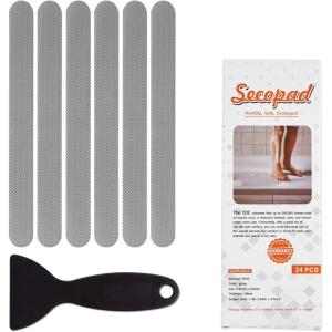 imageAnti Slip Shower Stickers 24 PCS Safety Bathtub Strips Adhesive Decals with Premium ScraperGrey