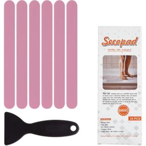 imageAnti Slip Shower Stickers 24 PCS Safety Bathtub Strips Adhesive Decals with Premium ScraperPink