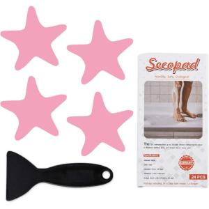 imageAnti Slip Shower Stickers Safety Bathtub Strips Adhesive Decals with Premium Scraper BluePink