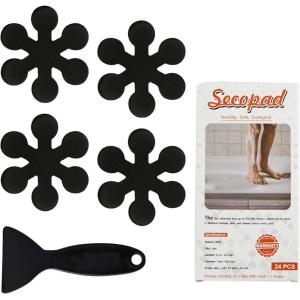 imageBathtub Stickers NonSlip Safety Shower Treads Adhesive Appliques with Premium ScraperBlack