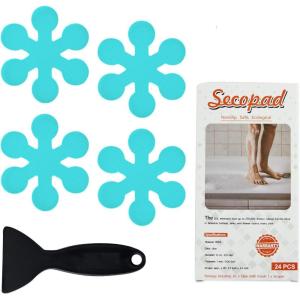imageBathtub Stickers NonSlip Safety Shower Treads Adhesive Appliques with Premium ScraperBlue