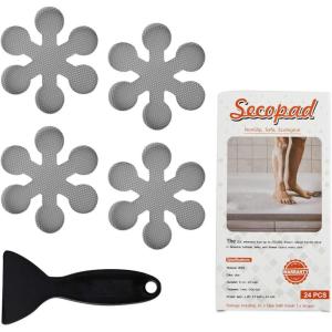 imageBathtub Stickers NonSlip Safety Shower Treads Adhesive Appliques with Premium ScraperGrey