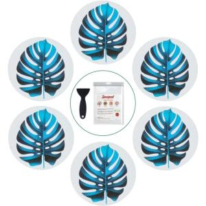 imageNon Slip Bathtub Stickers 10 PCS Large Leaves Adhesive Anti Slip Decal Treads for Shower and Bath Tub with Premium ScraperBlue