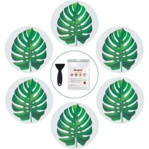 imageNon Slip Bathtub Stickers 10 PCS Large Leaves Adhesive Anti Slip Decal Treads for Shower and Bath Tub with Premium ScraperGreen