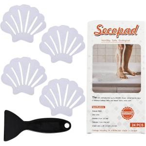 imageNonSlip Bathtub Stickers 24 PCS Shell Safety Bathroom Tubs Showers Treads Adhesive Decals Scraper ClearWhite