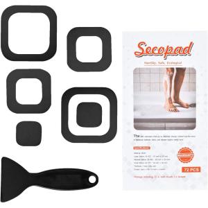 imageNonSlip Bathtub Stickers 72 PCS Safety Bathroom Tubs Showers Treads Adhesive Decals Scraper GreyBlack