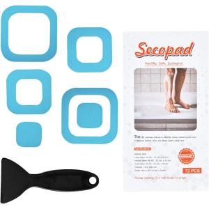 imageNonSlip Bathtub Stickers 72 PCS Safety Bathroom Tubs Showers Treads Adhesive Decals Scraper GreyBlue