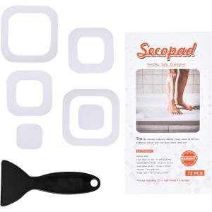 imageNonSlip Bathtub Stickers 72 PCS Safety Bathroom Tubs Showers Treads Adhesive Decals Scraper GreyClear