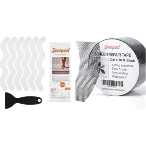 image24 PCS Patented Anti Slip Shower Stickers and 2 in X 30 FT 360IN Black Window Screen Repair Tape