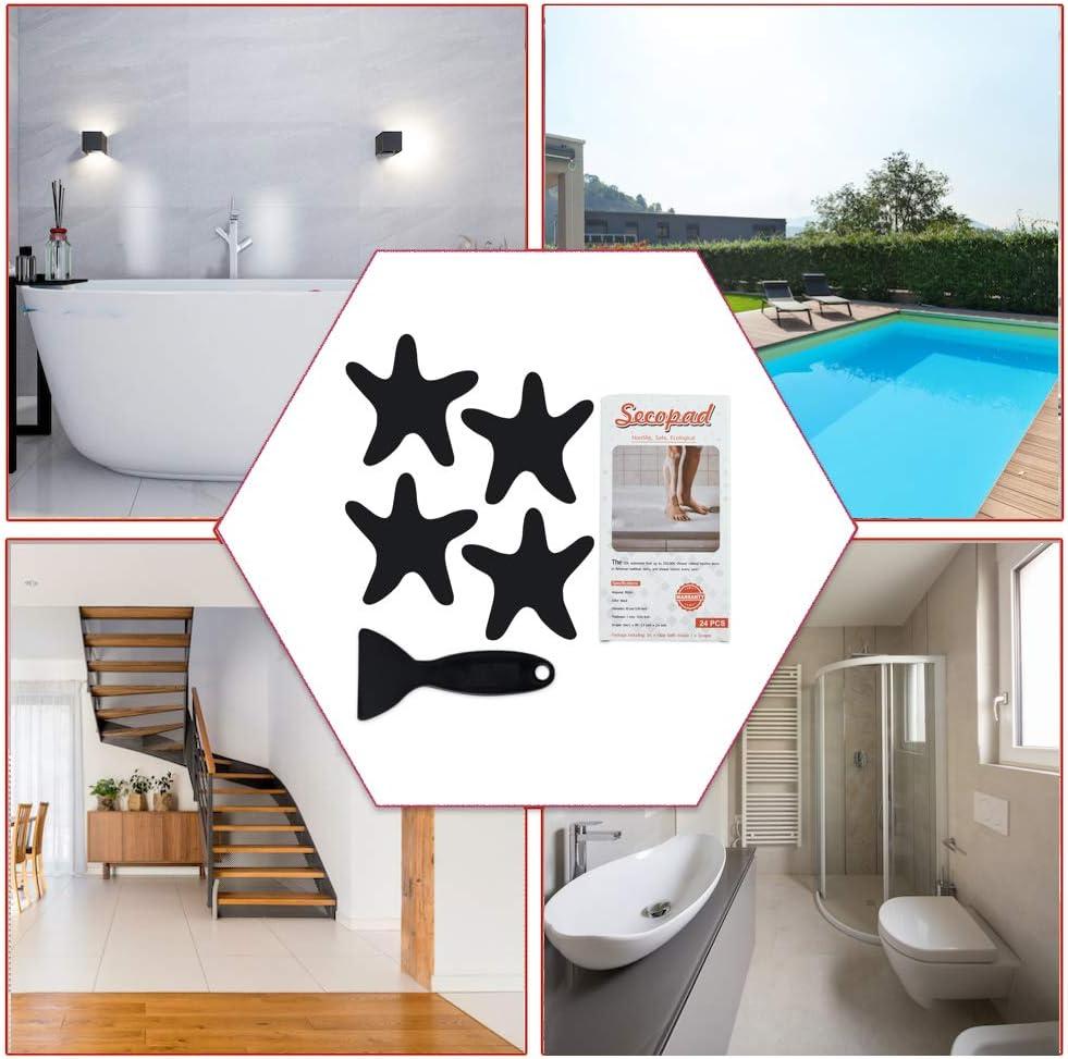 imageAnti Slip Shower Stickers 24 PCS Safety Bathtub Stickers Adhesive Decals with Premium Scraper for Bath Tub Shower Stairs Ladders Boats ClearBlack