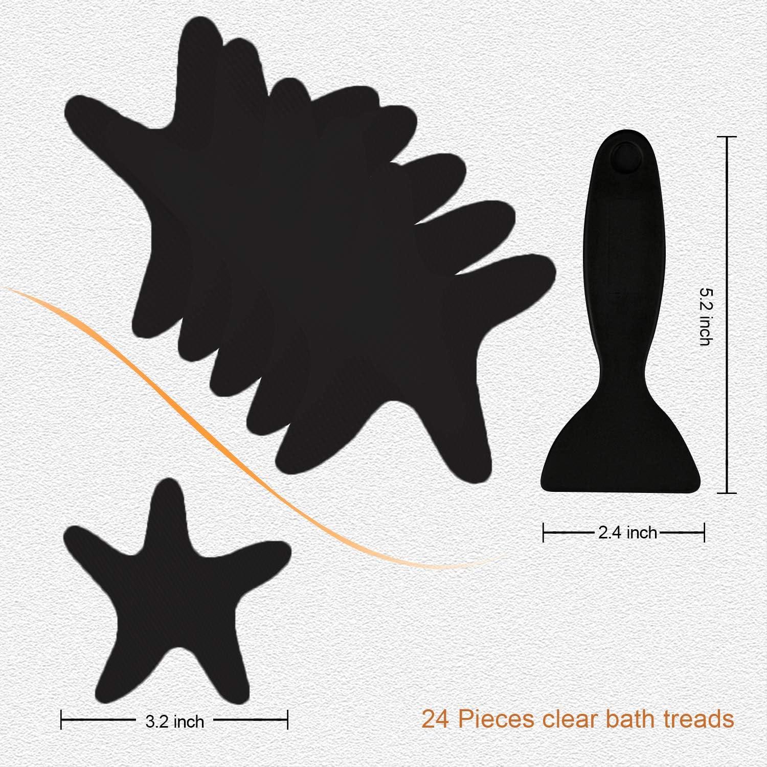 imageAnti Slip Shower Stickers 24 PCS Safety Bathtub Stickers Adhesive Decals with Premium Scraper for Bath Tub Shower Stairs Ladders Boats ClearBlack