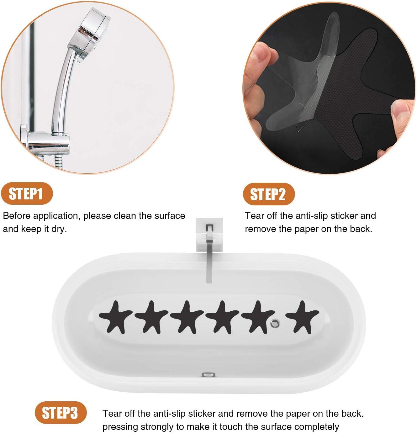 imageAnti Slip Shower Stickers 24 PCS Safety Bathtub Stickers Adhesive Decals with Premium Scraper for Bath Tub Shower Stairs Ladders Boats ClearBlack