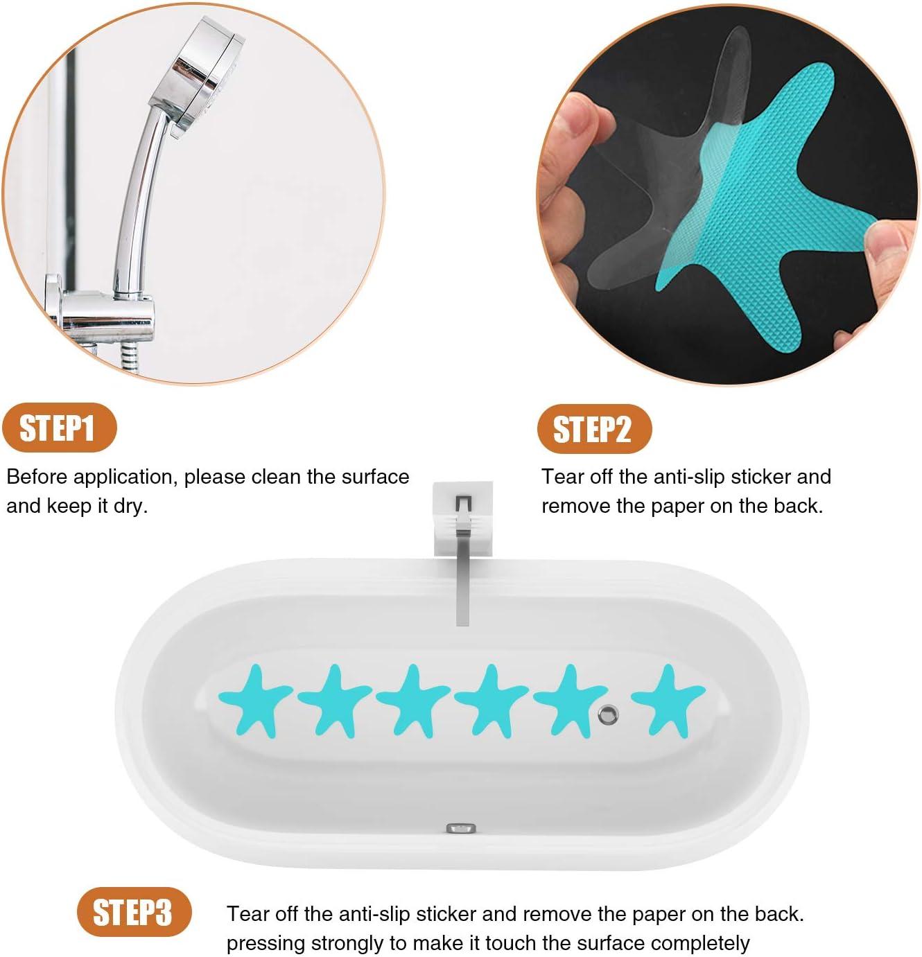 imageAnti Slip Shower Stickers 24 PCS Safety Bathtub Stickers Adhesive Decals with Premium Scraper for Bath Tub Shower Stairs Ladders Boats ClearBlue