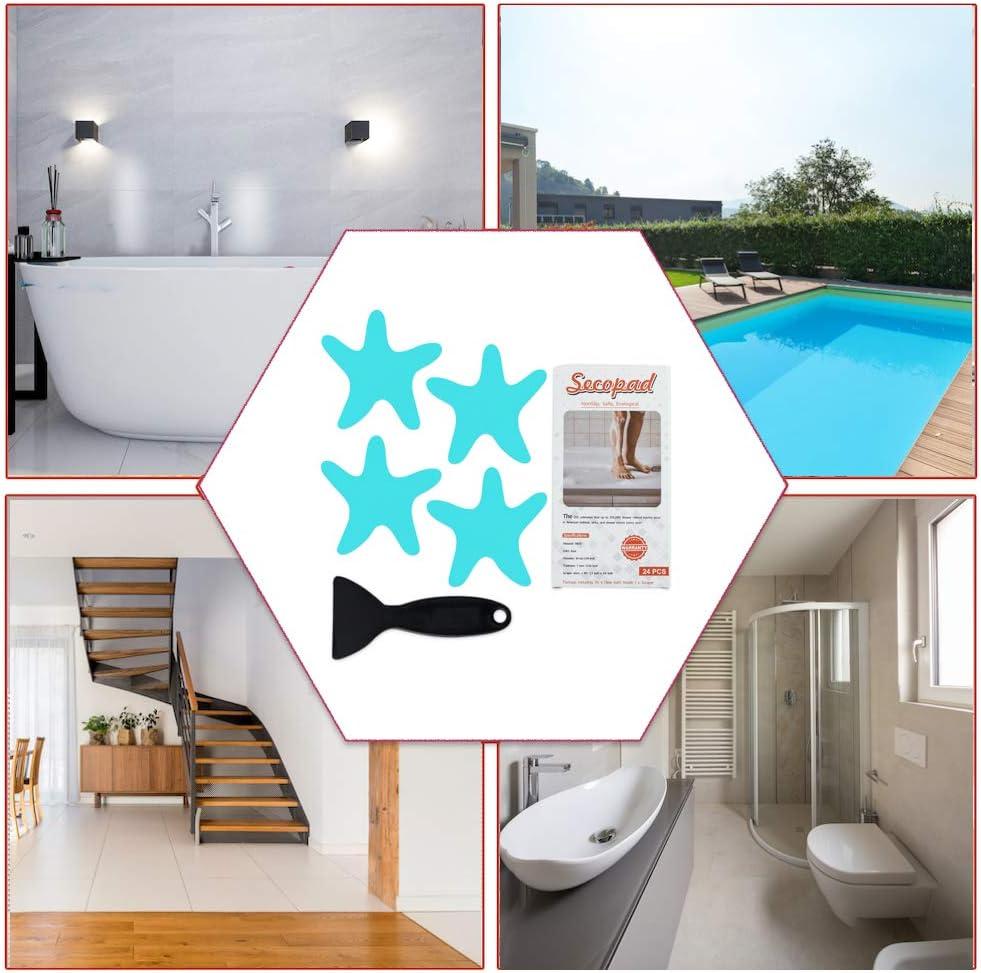 imageAnti Slip Shower Stickers 24 PCS Safety Bathtub Stickers Adhesive Decals with Premium Scraper for Bath Tub Shower Stairs Ladders Boats ClearBlue