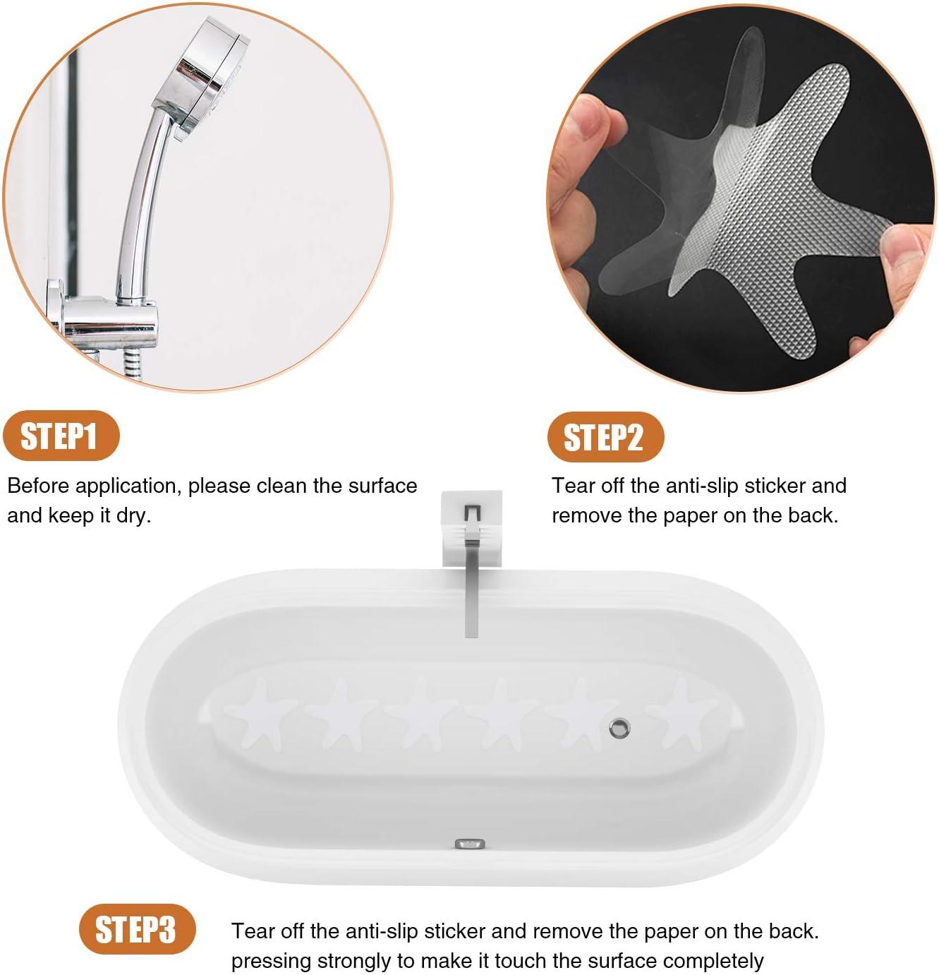 imageAnti Slip Shower Stickers 24 PCS Safety Bathtub Stickers Adhesive Decals with Premium Scraper for Bath Tub Shower Stairs Ladders Boats ClearClear