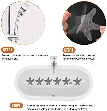 imageAnti Slip Shower Stickers 24 PCS Safety Bathtub Stickers Adhesive Decals with Premium Scraper for Bath Tub Shower Stairs Ladders Boats ClearGray