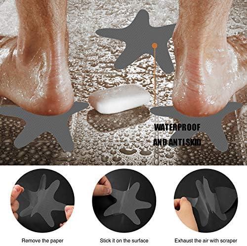 imageAnti Slip Shower Stickers 24 PCS Safety Bathtub Stickers Adhesive Decals with Premium Scraper for Bath Tub Shower Stairs Ladders Boats ClearGray