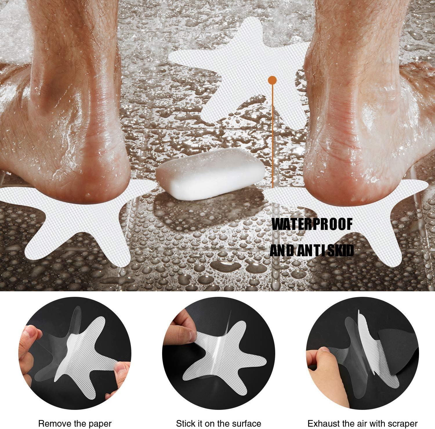 imageAnti Slip Shower Stickers 24 PCS Safety Bathtub Stickers Adhesive Decals with Premium Scraper for Bath Tub Shower Stairs Ladders Boats ClearWhite