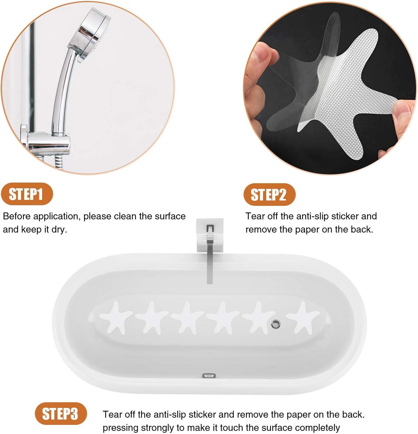 imageAnti Slip Shower Stickers 24 PCS Safety Bathtub Stickers Adhesive Decals with Premium Scraper for Bath Tub Shower Stairs Ladders Boats ClearWhite