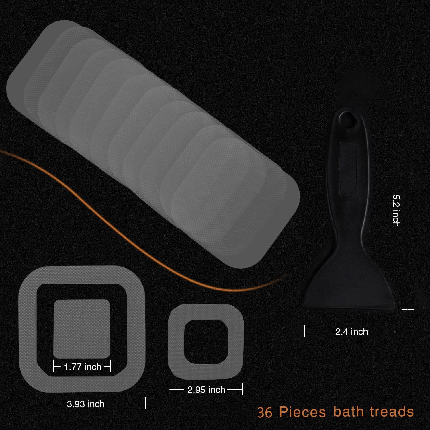 imageNonSlip Bathtub Stickers 36 PCS Safety Bathroom Tubs Showers Treads Adhesive Decals Scraper ClearGrey