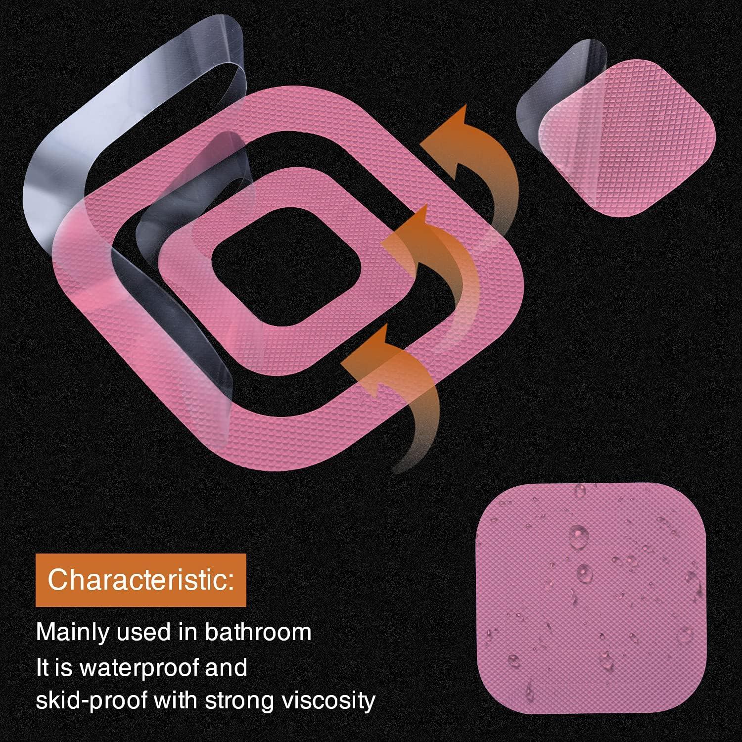 imageNonSlip Bathtub Stickers 36 PCS Safety Bathroom Tubs Showers Treads Adhesive Decals Scraper ClearPink
