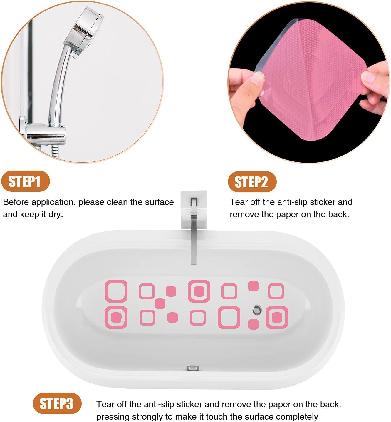imageNonSlip Bathtub Stickers 36 PCS Safety Bathroom Tubs Showers Treads Adhesive Decals Scraper ClearPink