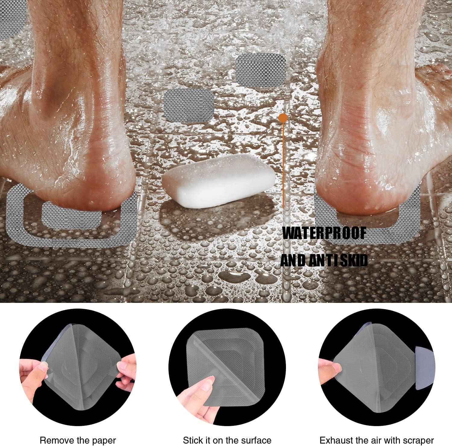 imageNonSlip Bathtub Stickers 36 PCS Safety Bathroom Tubs Showers Treads Adhesive Decals ScraperGrey