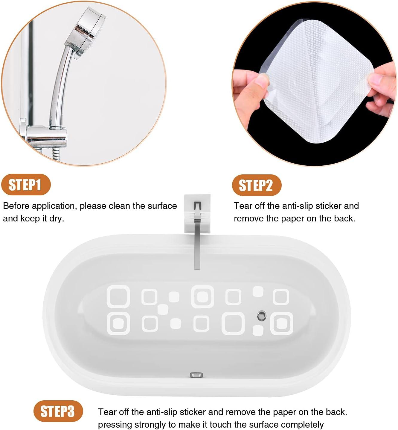 imageNonSlip Bathtub Stickers 36 PCS Safety Bathroom Tubs Showers Treads Adhesive Decals ScraperWhite