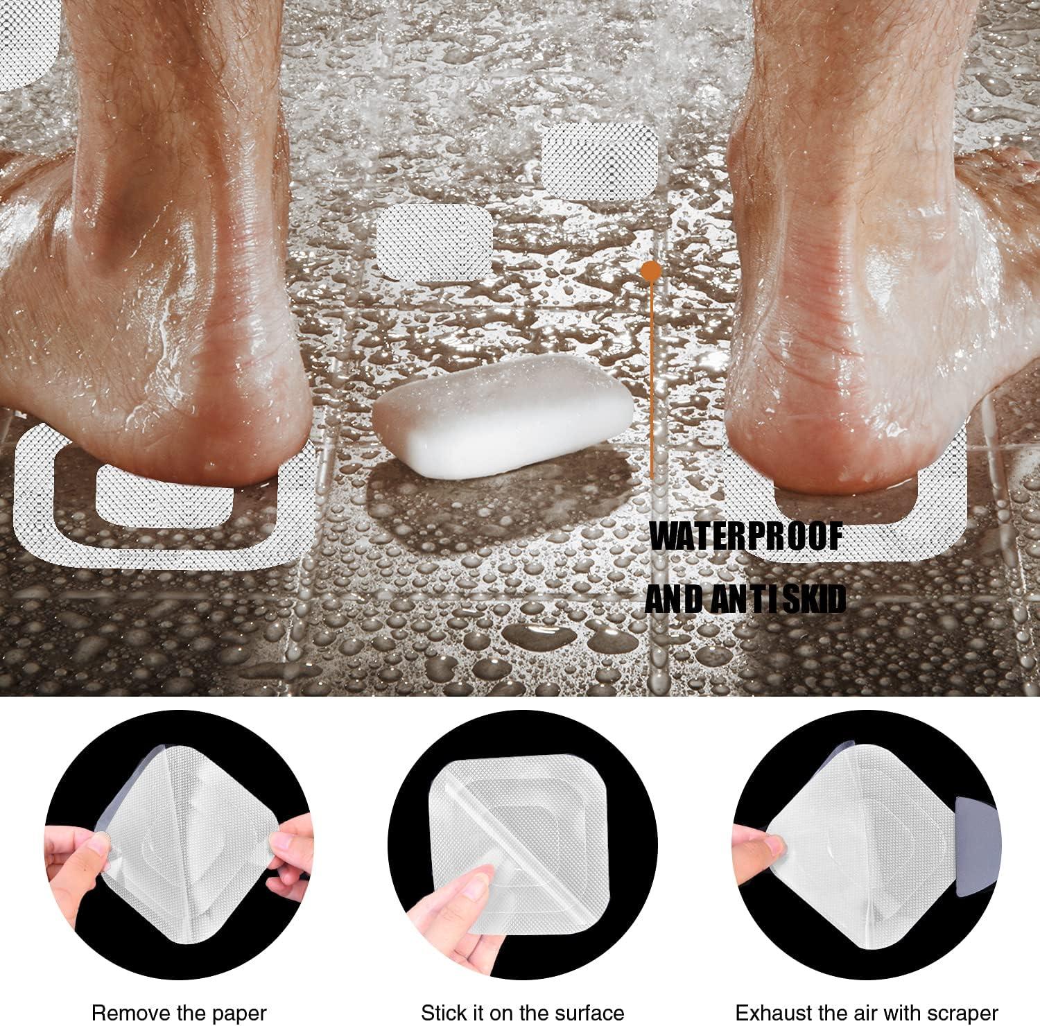 imageNonSlip Bathtub Stickers 36 PCS Safety Bathroom Tubs Showers Treads Adhesive Decals ScraperWhite