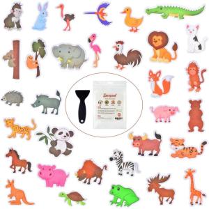 imageNon Slip Bathtub Stickers 32 PCS Adhesive Kids Animals Anti Slip Decal Treads for Shower and Bath Tub with Premium Scraper