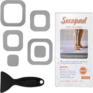 imageNonSlip Bathtub Stickers 36 PCS Safety Bathroom Tubs Showers Treads Adhesive Decals Scraper ClearGrey