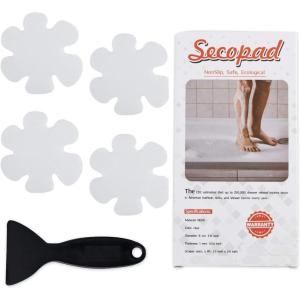 imageOriginal Bathtub Stickers NonSlip 12PCS Safety Shower Treads Adhesive Appliques with Premium Scraper GreyClear