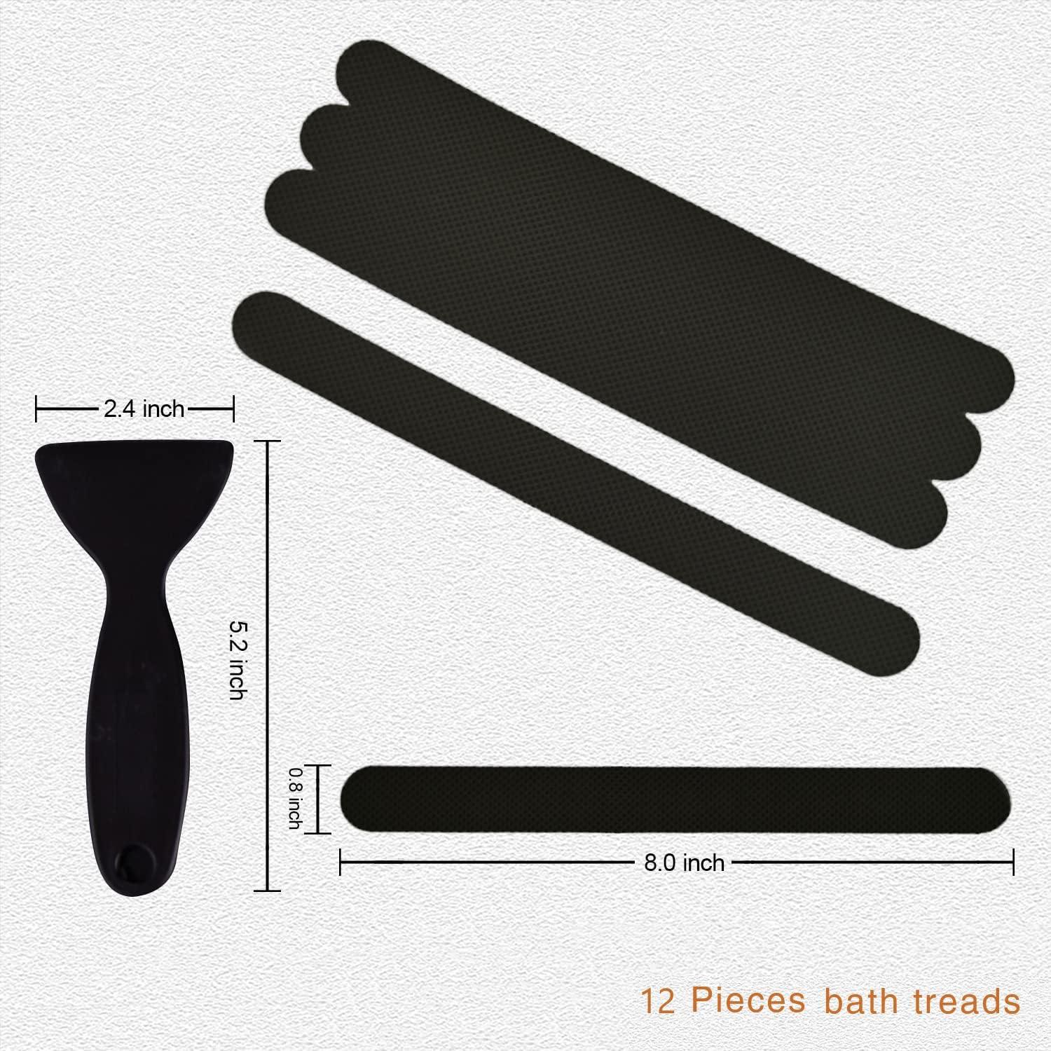 imageAnti Slip Shower Stickers Safety Bathtub Strips Adhesive Decals with Premium Scraper for Bath Tub Shower Stairs Ladders Boats BlueBlack