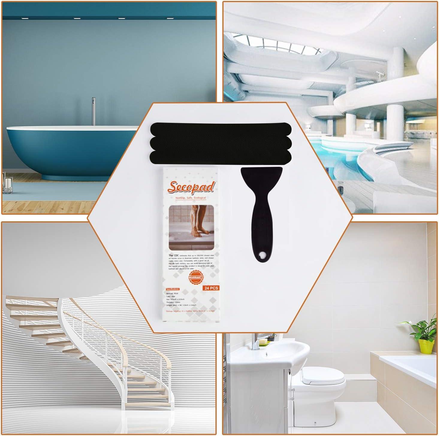 imageAnti Slip Shower Stickers Safety Bathtub Strips Adhesive Decals with Premium Scraper for Bath Tub Shower Stairs Ladders Boats BlueBlack