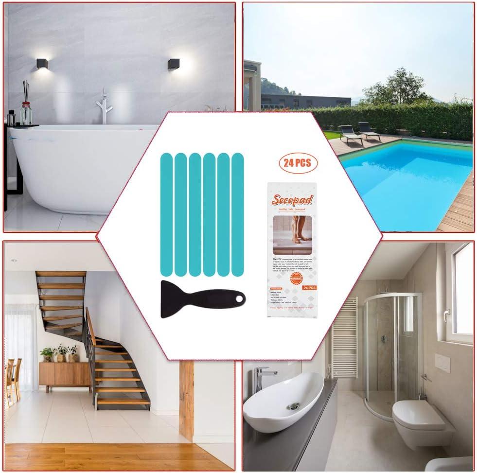 imageAnti Slip Shower Stickers Safety Bathtub Strips Adhesive Decals with Premium Scraper for Bath Tub Shower Stairs Ladders Boats BlueBlue